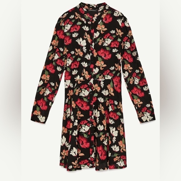 ZARA FLORAL SHIRT STYLE TUNIC DRESS - Picture 13 of 14